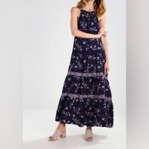 Gap Floral Halter Maxi Dress Tiered Boho Size S